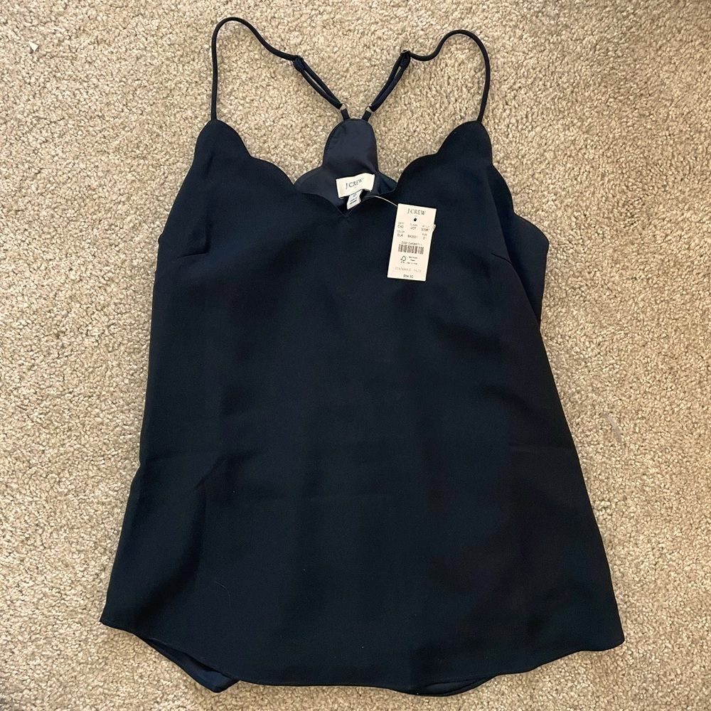 J Crew Black Scalloped Tank 0